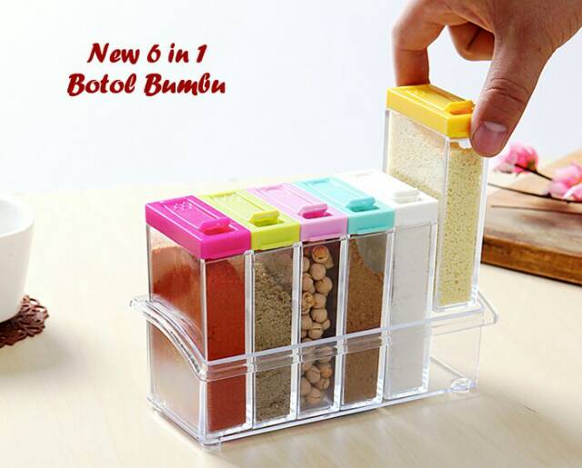 New 6in1 Tempat Bumbu (1 Set Isi 6 Botol bumbu &amp; 1 Holder Bumbu