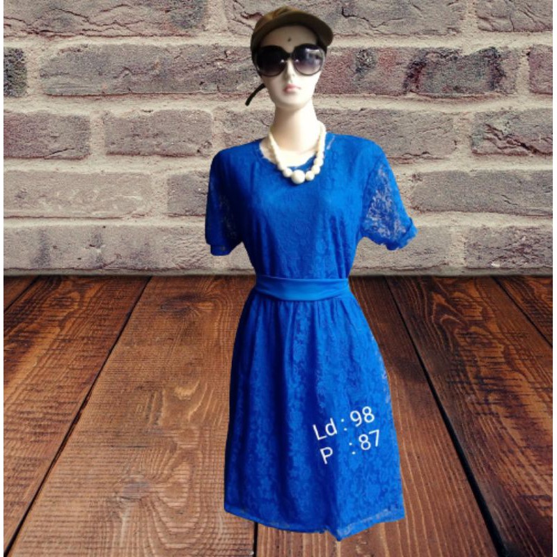 DRESS BROKAT BIRU ELEKTRIK