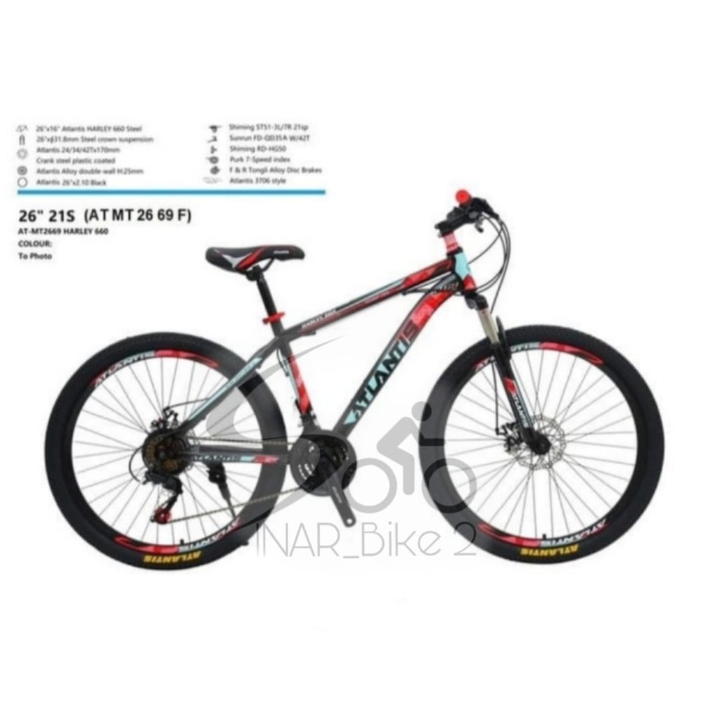 Sepeda Gunung MTB ATLANTIS 690 &amp; 730 &amp; 735 Ukuran 24&quot; 26&quot; 27.5&quot; Inch 21 Speed