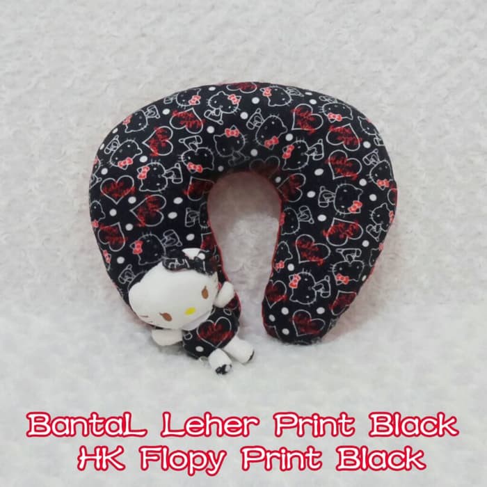 Bantal headrest sandaran jok traveling travelling mobil boneka hitam hk hello kitty hellokitty hitam