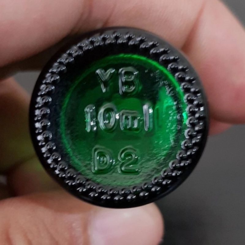botol kaca 10ml tebal hijau tutup filler putih