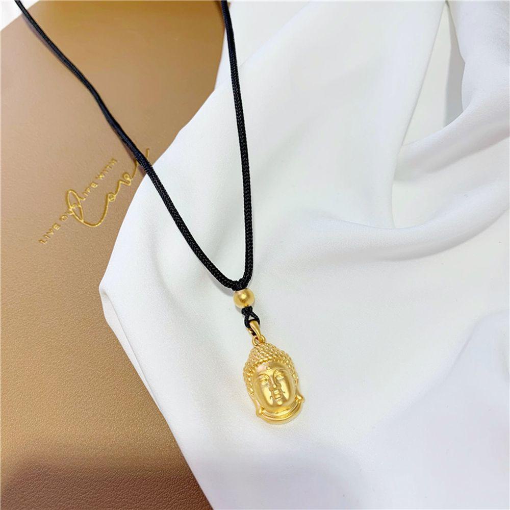 Mxbeauty Kalung Kepala Buddha Trendi Choker Hadiah Warna Emas Liontin Wanita Perempuan Rantai Klavikula