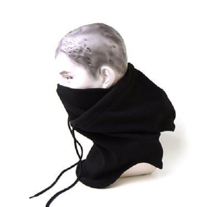 4 in 1 Thermal Fleece Balaclava full face Masker Kupluk Polar Panjang - black