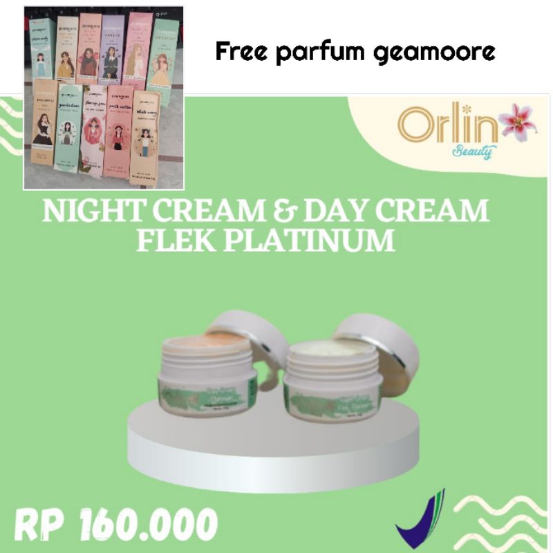 Gratis masker wajah/Cream siang & malam whitening platinum/Acne platinum/flek platinum orlin beauty