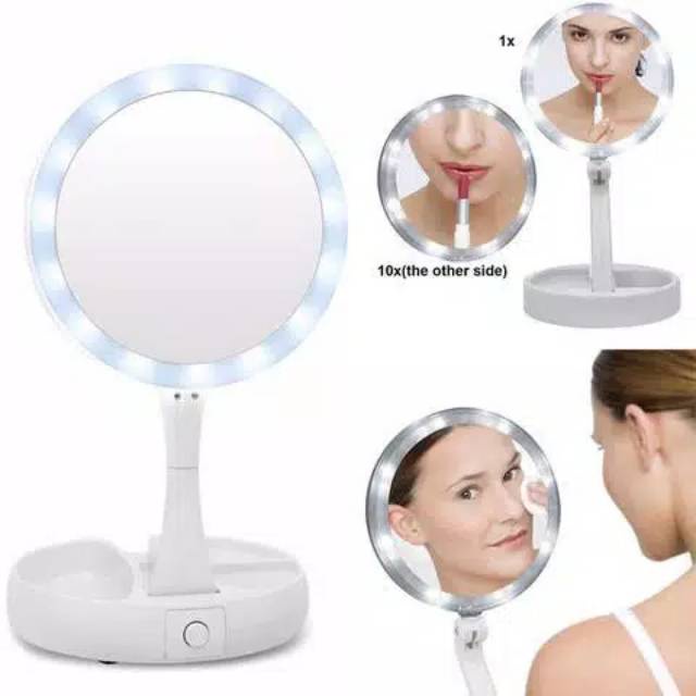 (NCS) My Fold Away Cermin Make Up MakeUp Lipat With Light Lampu LED Mirror Tempat Alat Rias Portable cermin dengan lampu