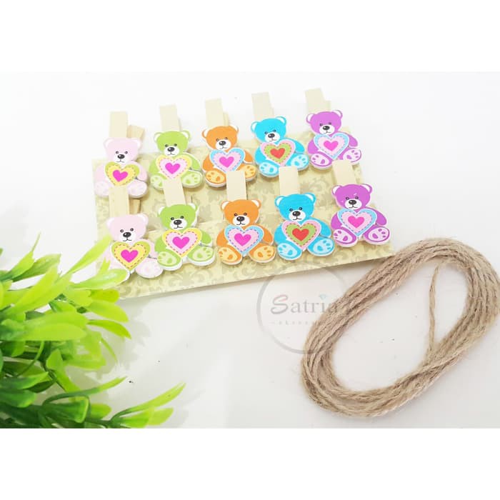 Jepit Kayu Bear Love Jepitan Kayu Penjepit Kayu Jepit Foto Wooden Clip