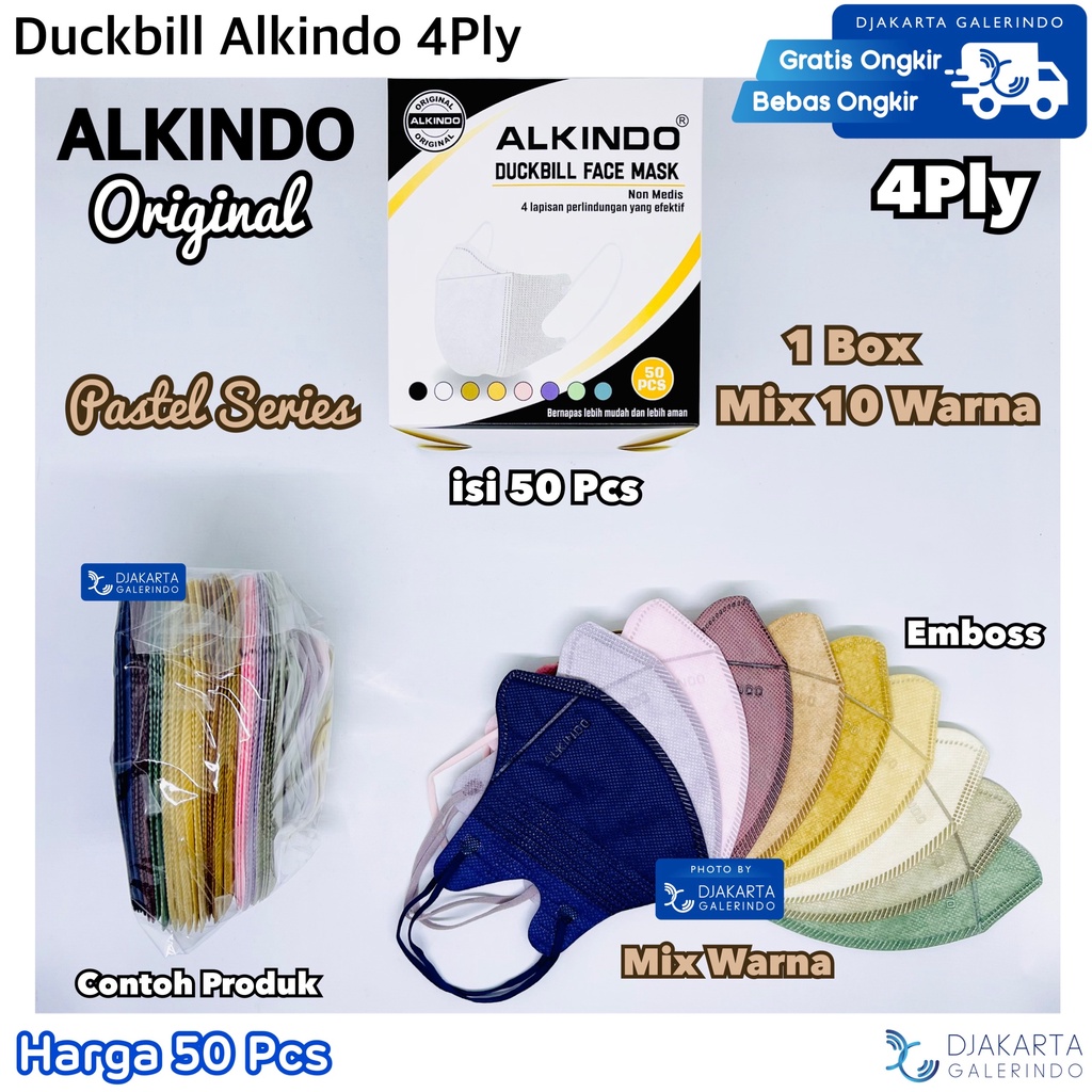 Masker Duckbill Mouson Mix Warna 4Ply isi 50 Pcs