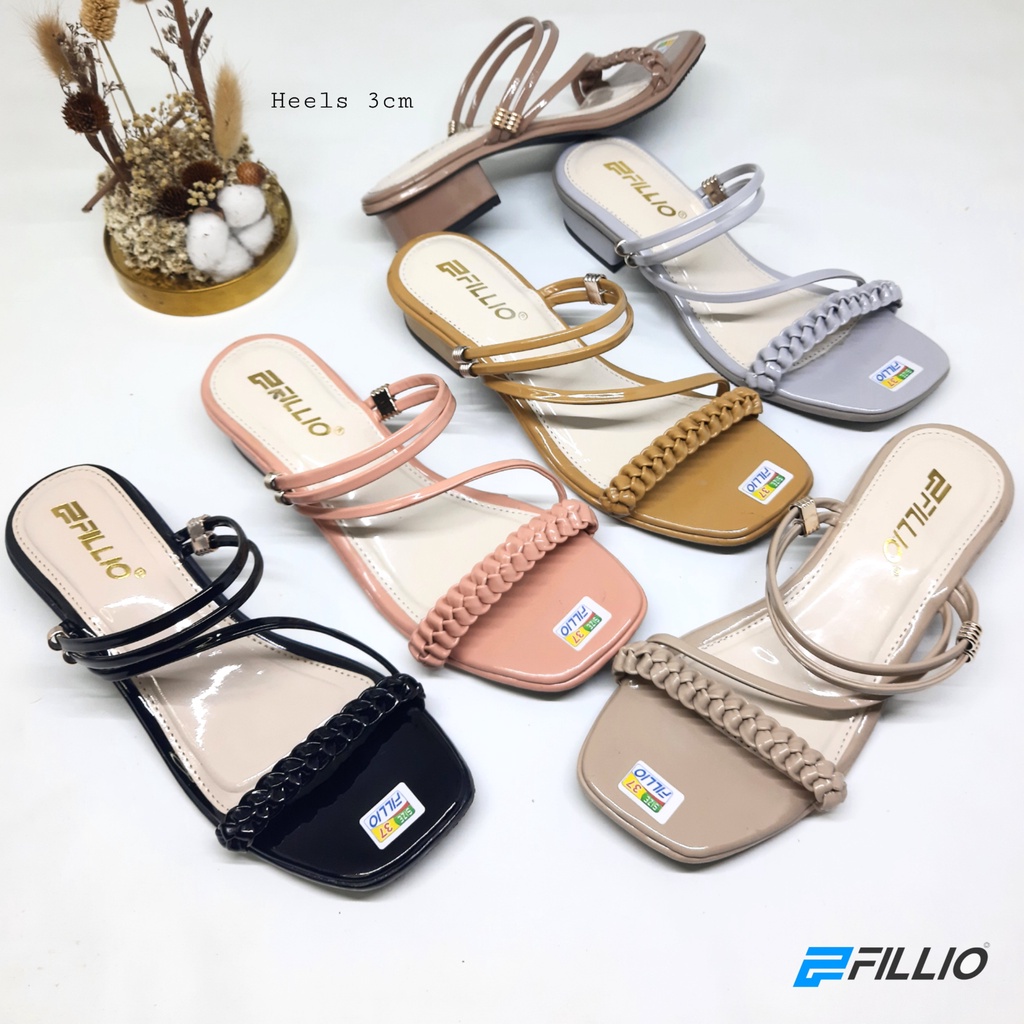 Sandal Heels 3cm Wanita Hak Chunky Fillio K08 Elegan