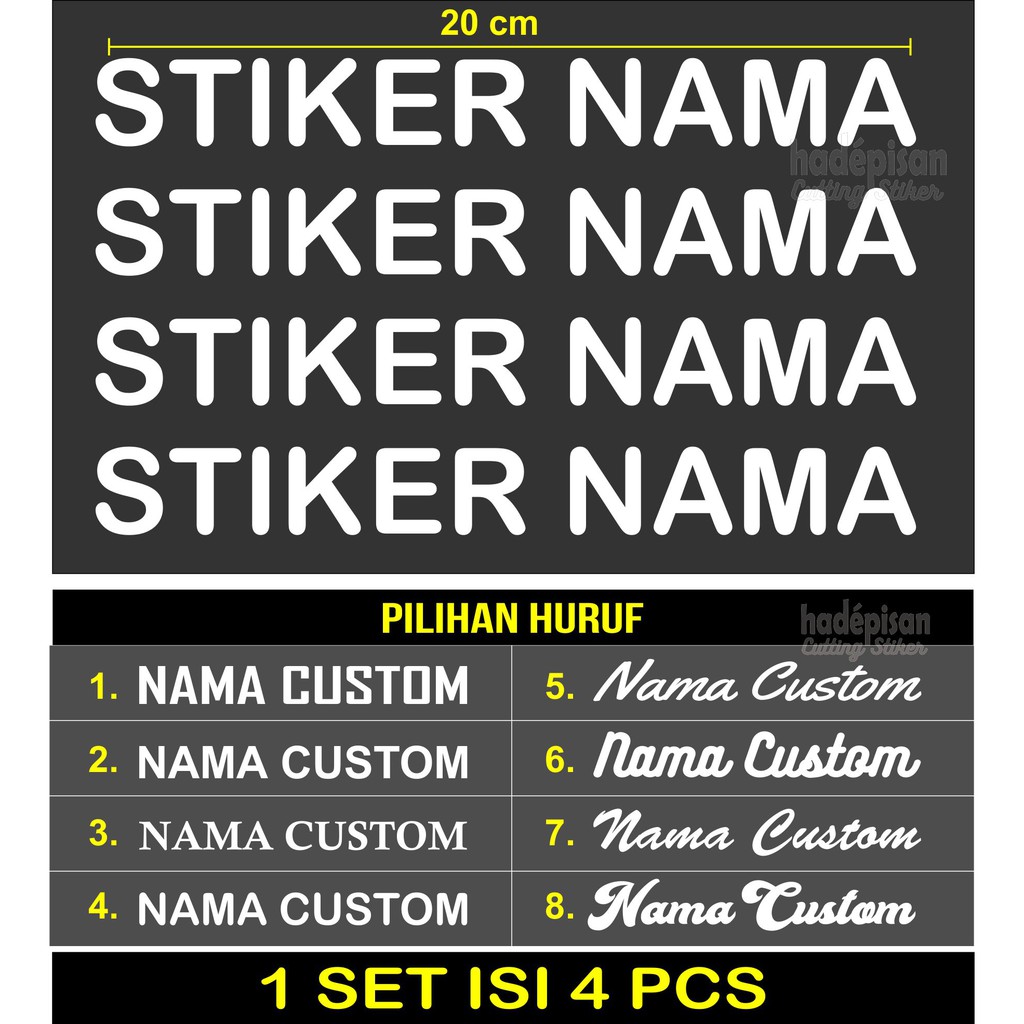 Stiker Cutting Sticker Nama Helm Laptop Motor Custom Shopee