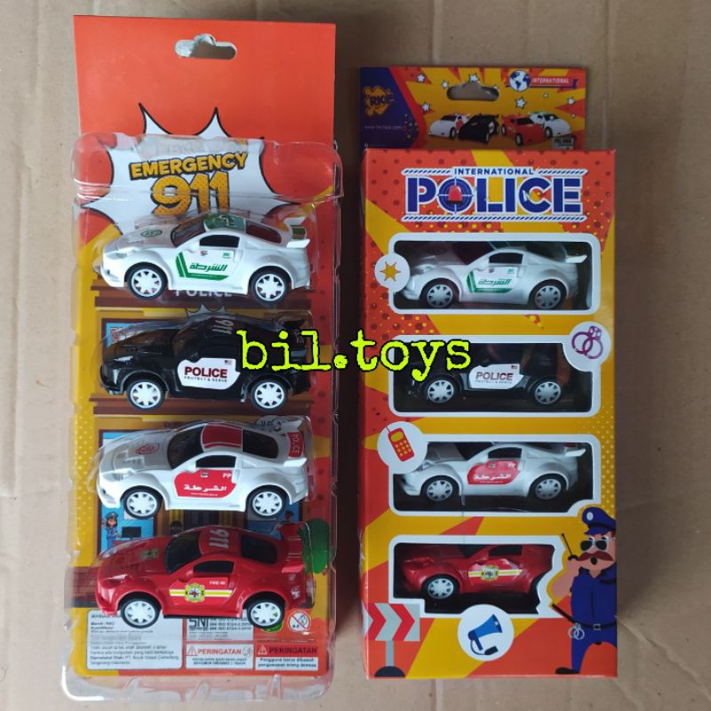 International police toys / mainan mobil polisi isi 4 pull back super bagus