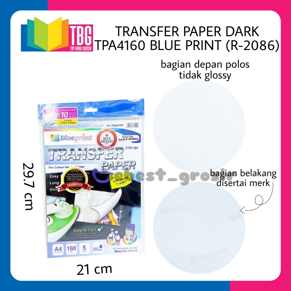 

1 PACK (5 LEMBAR) TRANSFER PAPER DARK TPA4160 BLUE PRINT (R-2086)