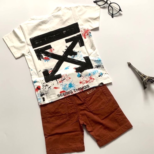 baju import anak laki laki offwhite 2-8tahun
