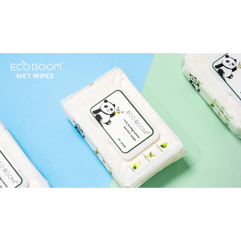 Eco Boom Bamboo Water Wet Wipes - Tissue Tisu Basah 60 Sheets Ecoboom Tisu Basah Bayi Baby Wet Wipes Pure Water