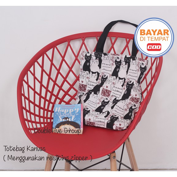 TOTE BAG WANITA TOTE BAG PRIA CANVAS MOTIF GOOD QUALITY WITH RESLETING KODE - 016