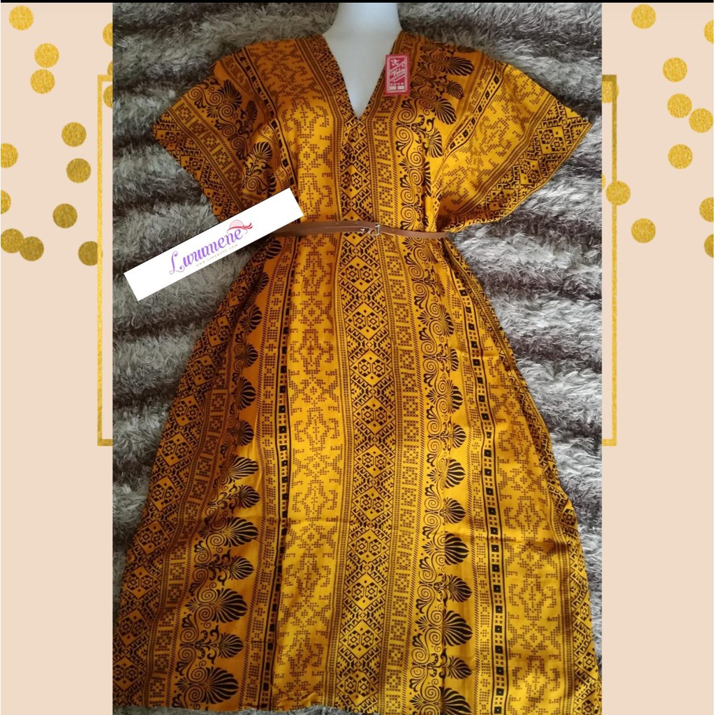 Tunik Kaftan Motif Batik Kuning