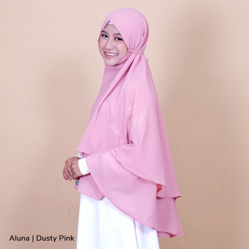 Aluna | Khimar Jilbab Bergo 2 Layer Tali Panjang Syar'i Bahan Diamond Georgorate Berkualitas Tidak Terawang