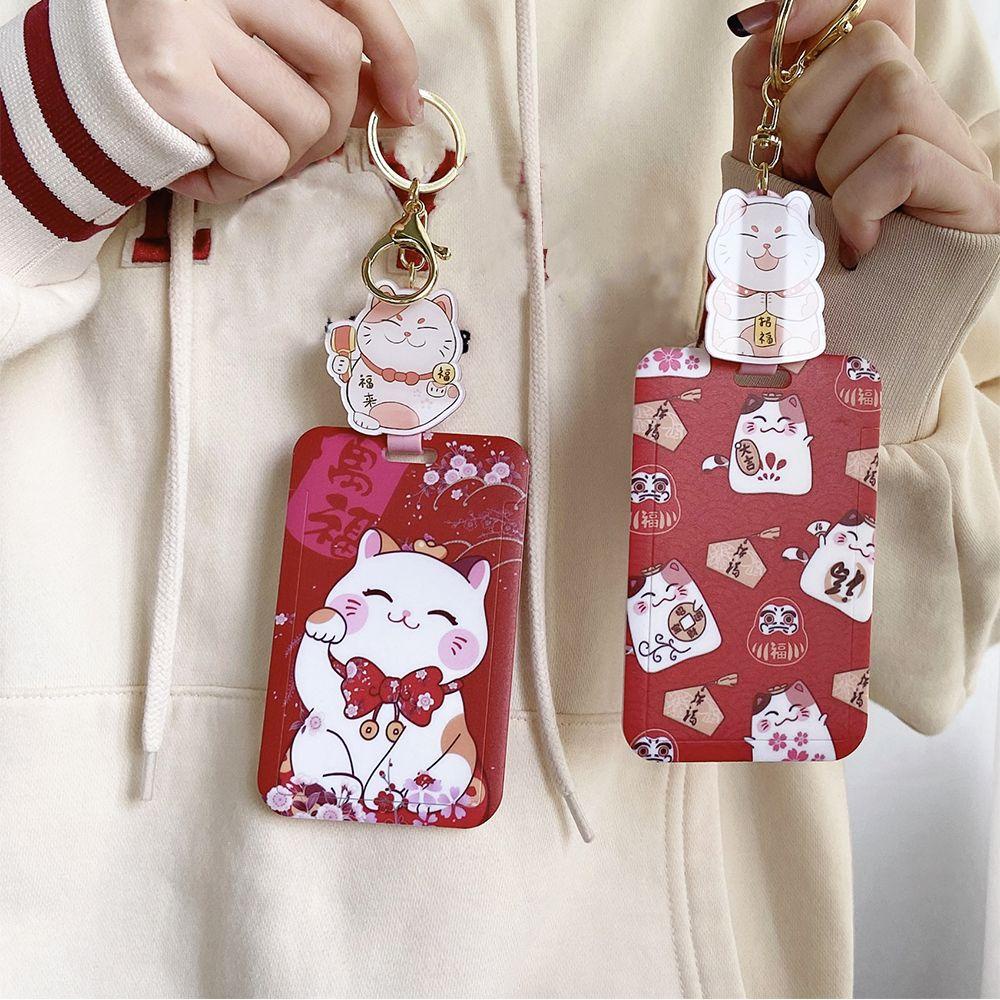 R-cover Pelindung Kartu ID Motif Bunga Fortune Cat