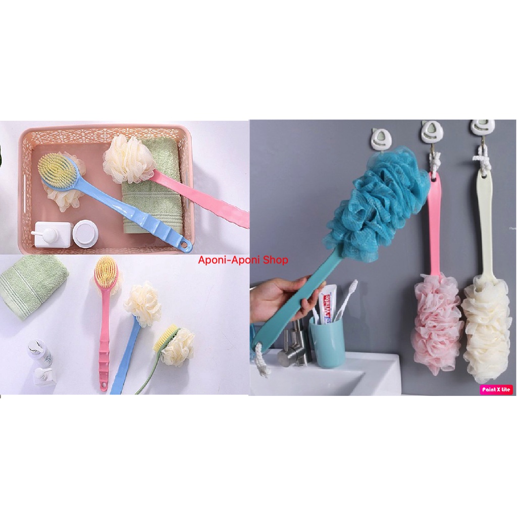 Sikat Penggosok Punggung Sikat Gosok Badan Sikat Mandi Sikat + Spons Sponge Puff