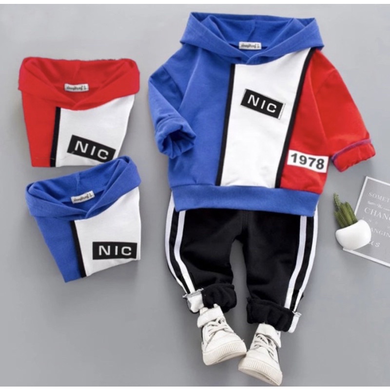 BAJU CELANA SETELAN ANAK LAKI COWOK TRAINING NIC 3 4 5 TAHUN KOREAN STYLE LENGAN PANJANG CELANA PANJ