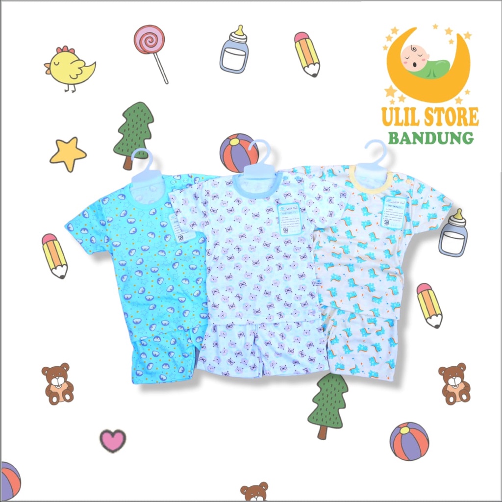 Setelan Baju Bayi Anak Pendek Oblong SNI  Celana Pampers 1-4 Tahun Premium Katun Little Owl