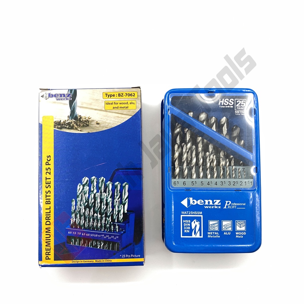BENZ BZ-7062 Mata Bor Besi Set 25 pcs HSS 1 - 13 mm Drill Bit Set