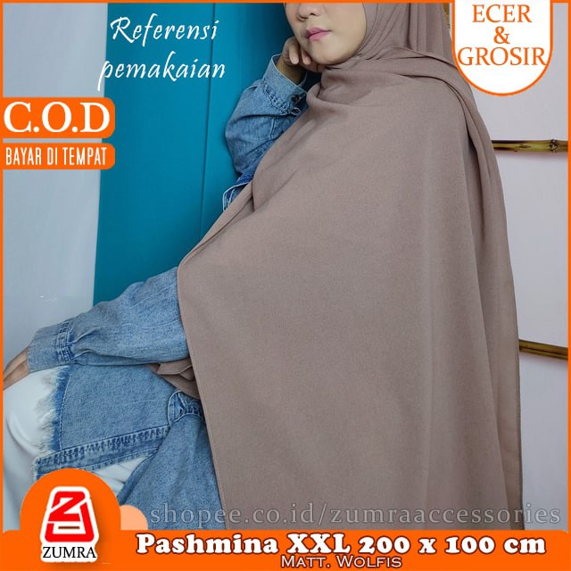 Pashmina Wolfis Super Jumbo 200 x 100 cm Pasmina Woolpeach Syari Premium Ala Malay Exclusive