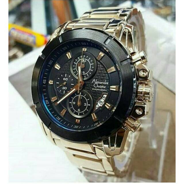 MURAH JAM TANGAN PRIA ALEXANDRE CHRISTIE 6226 ROSEGOLD BLACK ORIGINAL
