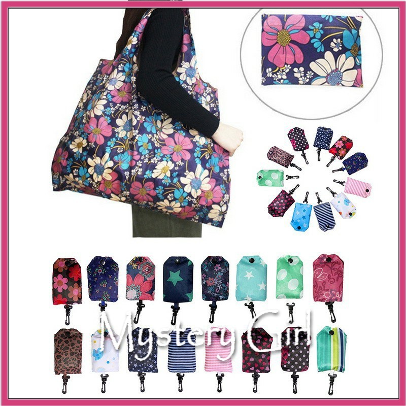 Mysterygirl - Shopping Bag lipat Tas belanja pouch Travel Bag Tas Belanja Lipat Ramah Lingkungan Nylon foldable