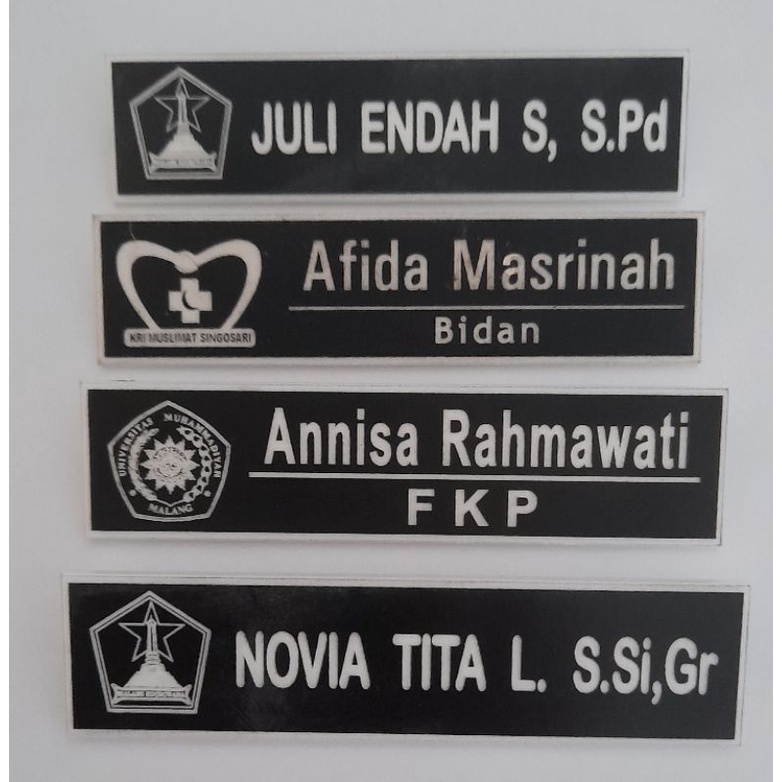 

KHUSUS CUSTOM PAKAI LOGO Nametag / Nama dada Ukir (Grafir)