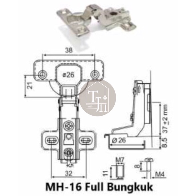 ENGSEL SENDOK MINI 26mm HUBEN MH-16 ( BUNGKUK ) / ENGSEL SENDOK MINI 26mm BUNGKUK