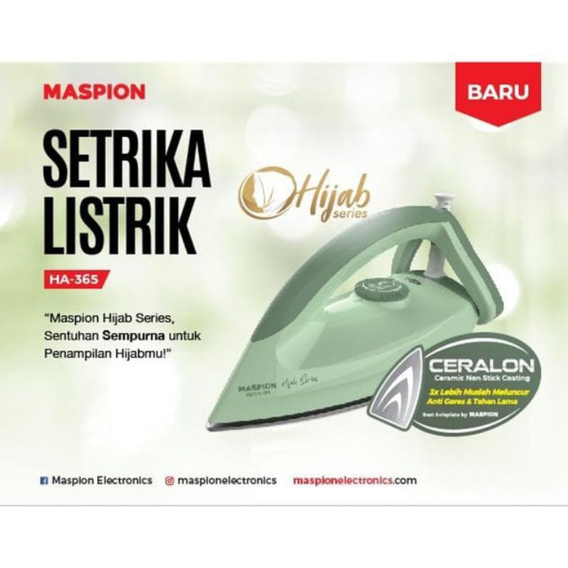 Maspion Setrika Listrik Hijab Series/Electric Iron Ceralon HA - 365