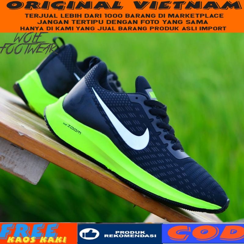 Sepatu Nike Zoom Running Pegasus Turbo 35 React Sport Men Hitam Putih Hijau High1