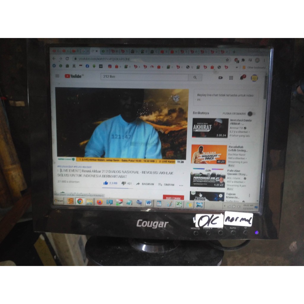 bekas utuh normal Lcd Monitor 15 inch Cougar layar komputer vga solo2 darma