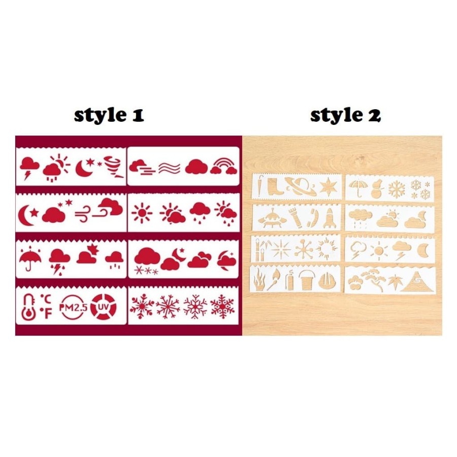 Plastic Stencil 15.5x5.5cm - Wheather Theme (8pcs)