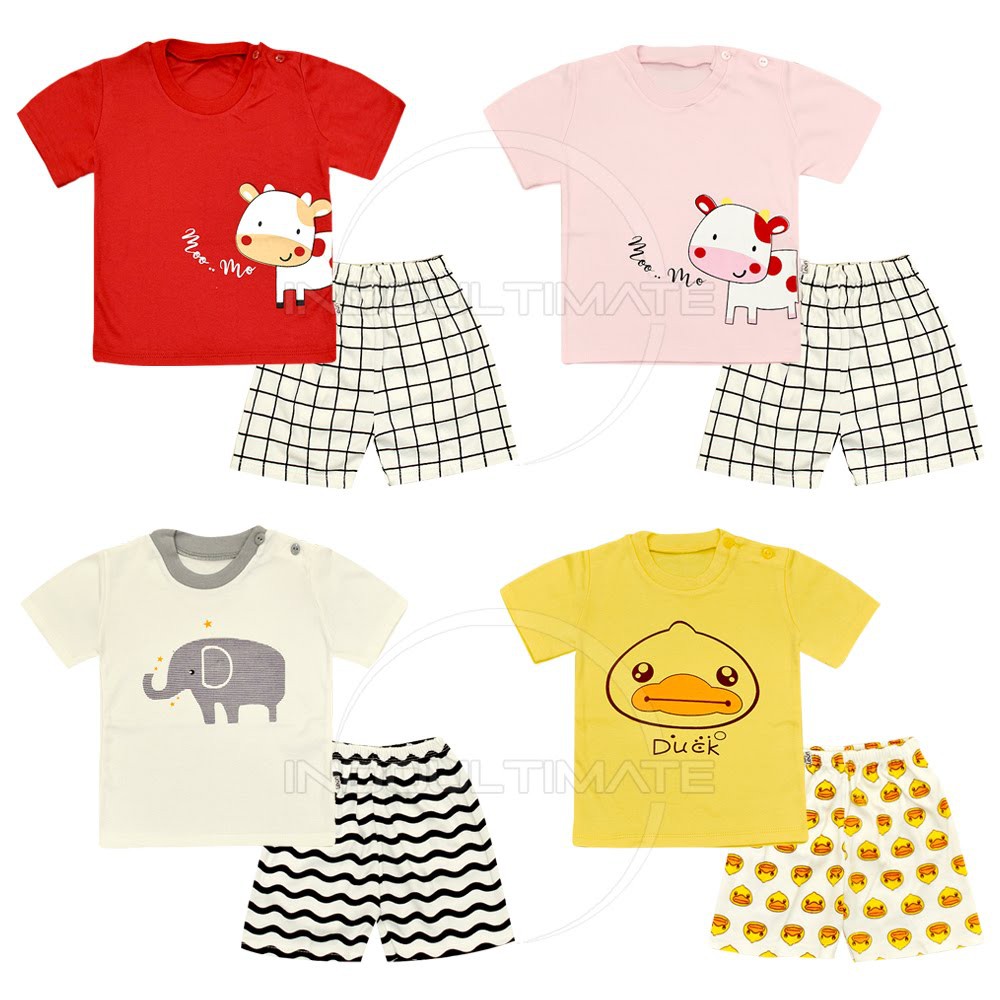 Setelan Baju Anak Lengan Pendek 1-3 Thn BABY LEON SBJ-GY01 Setelan Baju Bayi Laki-Laki Perempuan