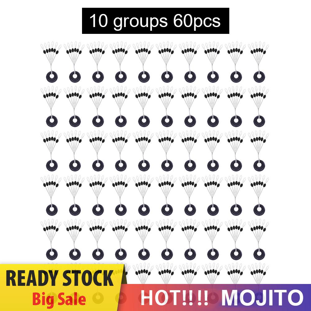 60pcs / 10 Grup Karet Space Beans Stopper Senar Pancing