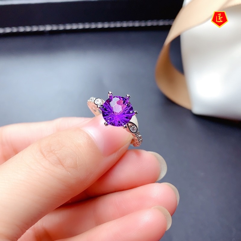 [Ready Stock]Pt950 Amethyst Moissanite Ring