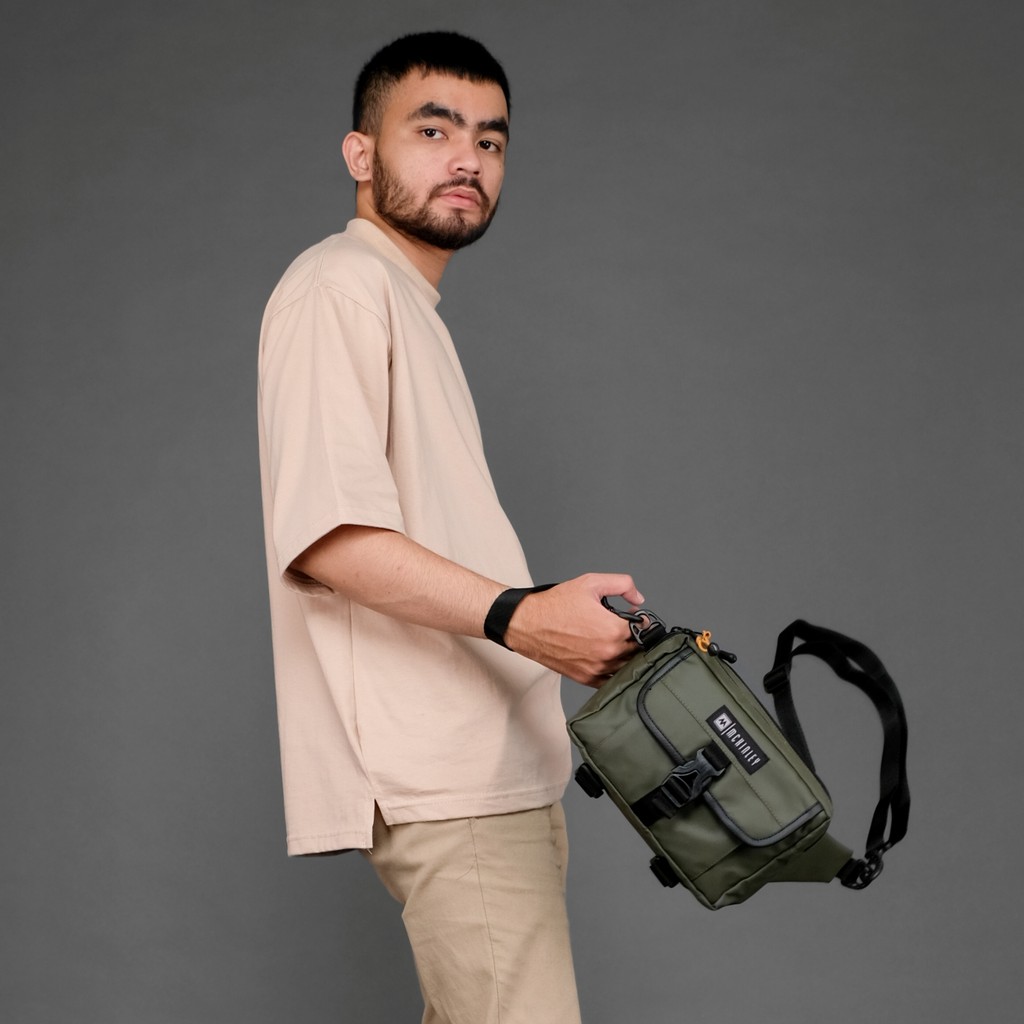 Moria Army | Tas Slempang Hijau Pria Bahu Multifungsi Sling Pouch Mini Waistbag | FORIND x McKinley