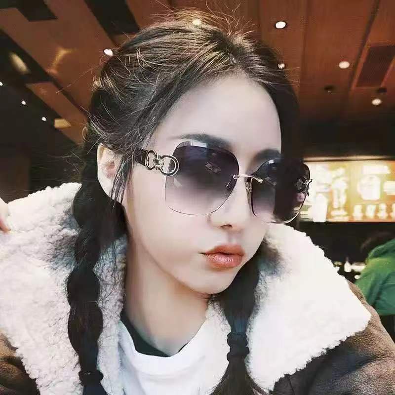 Kacamata Hitam Wanita Korean Fashion - Kacamata Hitam Cewek Frameless Shades Sunglasses