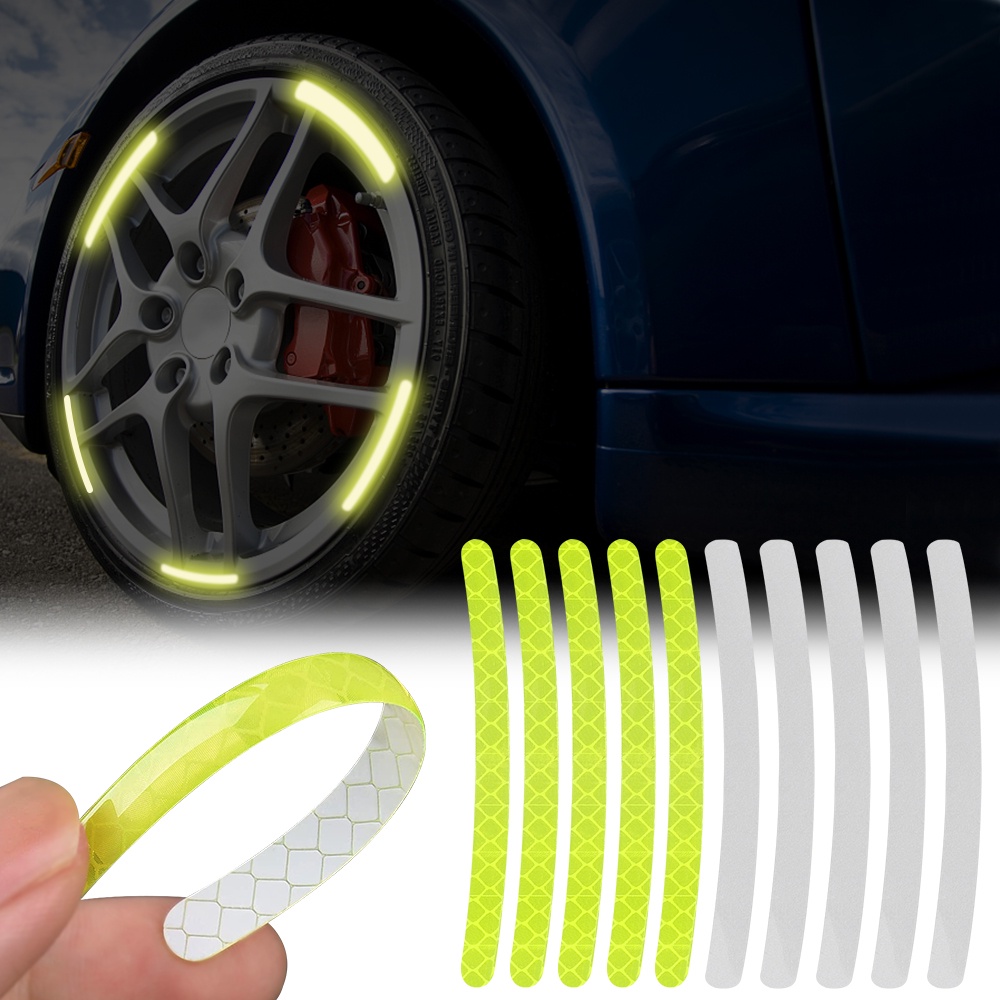 20pcs Stiker Strip Reflektor Luminous Untuk Dekorasi Velg Mobil