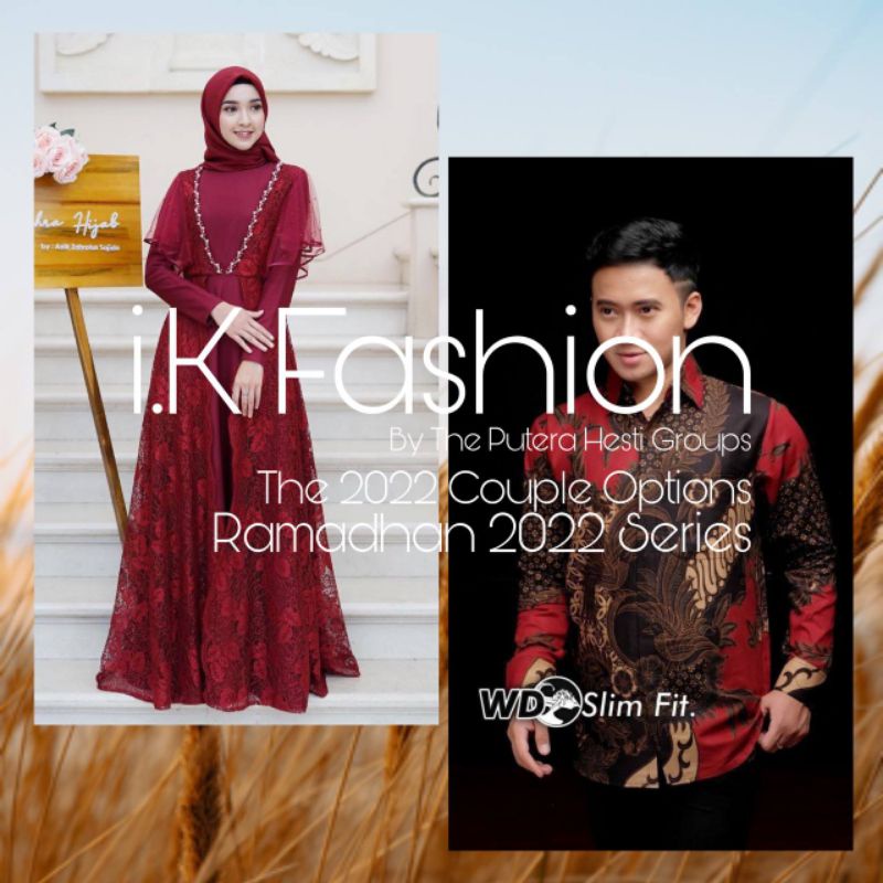 (Harga Sepasang) Couple gamis brokat model terbaru baju perempuan gaun cantik murah batik kemeja