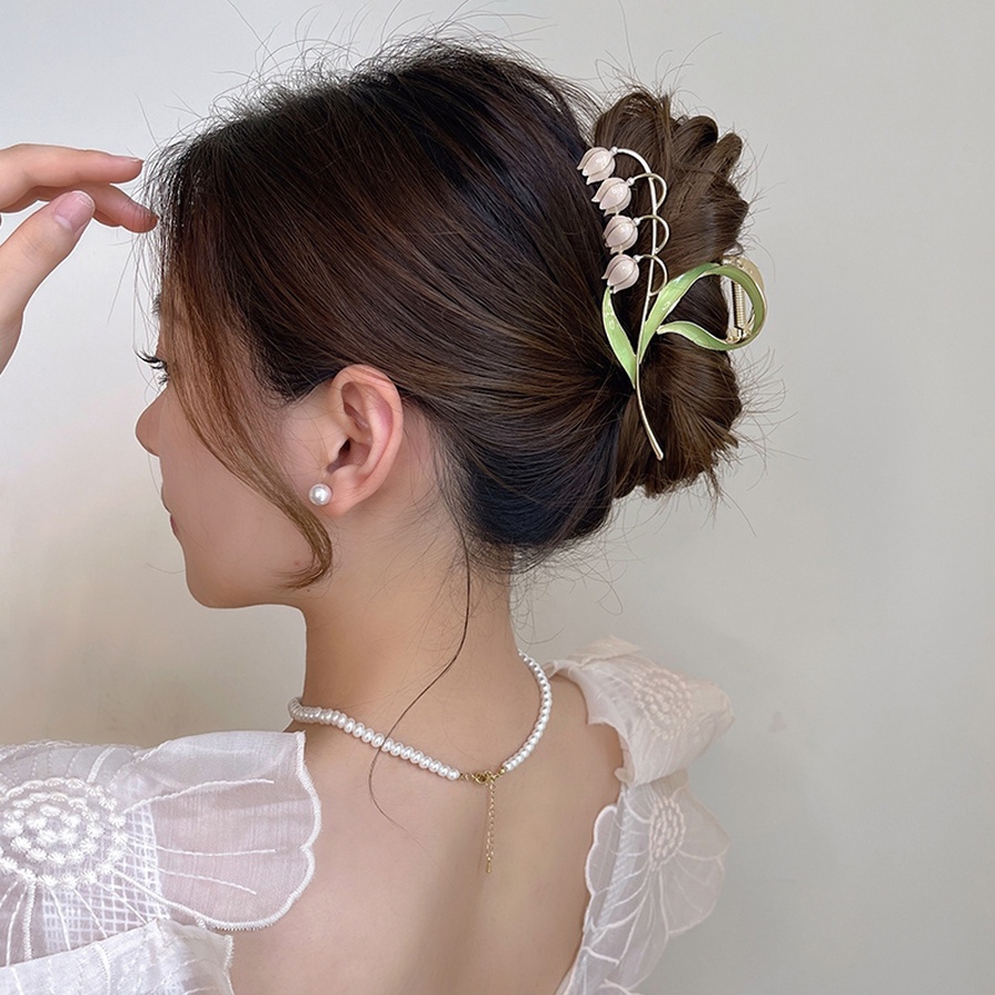 Jepit Rambut Ponytail Bentuk Bunga Bahan Alloy Gaya Korea Untuk Wanita