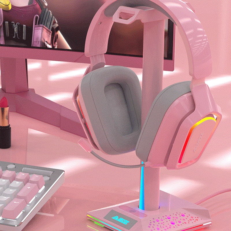 Btsg Stand Headphone Gaming Anti slip Dual RGB Dengan Port USB 3.05mm AUX Untuk Rumah / Kantor