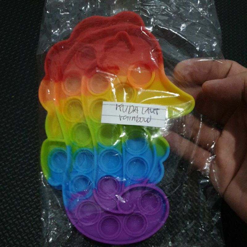 POP IT Karakter Hewan Rainbow Macaron Sugus UV | POPIT Binatang Unicorn Kupu-kupu Dino Godzilla-Kuda Laut Rainbow