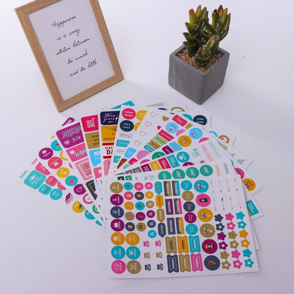 Lanfy Alat Tulis Stiker Lucu 12 Pcs/Set Notebook Aksesoris Diary DIY Scrapbooking Stiker Perekat Diri Planner Sticker