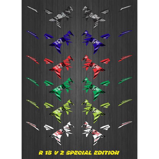 Stiker, striping variasi dan laminasi Yamaha R 15 V2 semi ful body spesial edition.