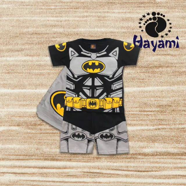 Setelan anak batman sayap lengan pendek / kaos anak anak batman setelan superhero bersayap