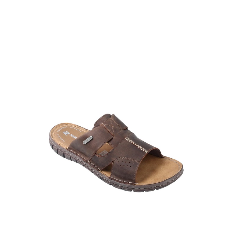 SANDAL SLIDE PAKALOLO PRIA ORIGINAL CASUAL KULIT ASLI COKLAT PB09