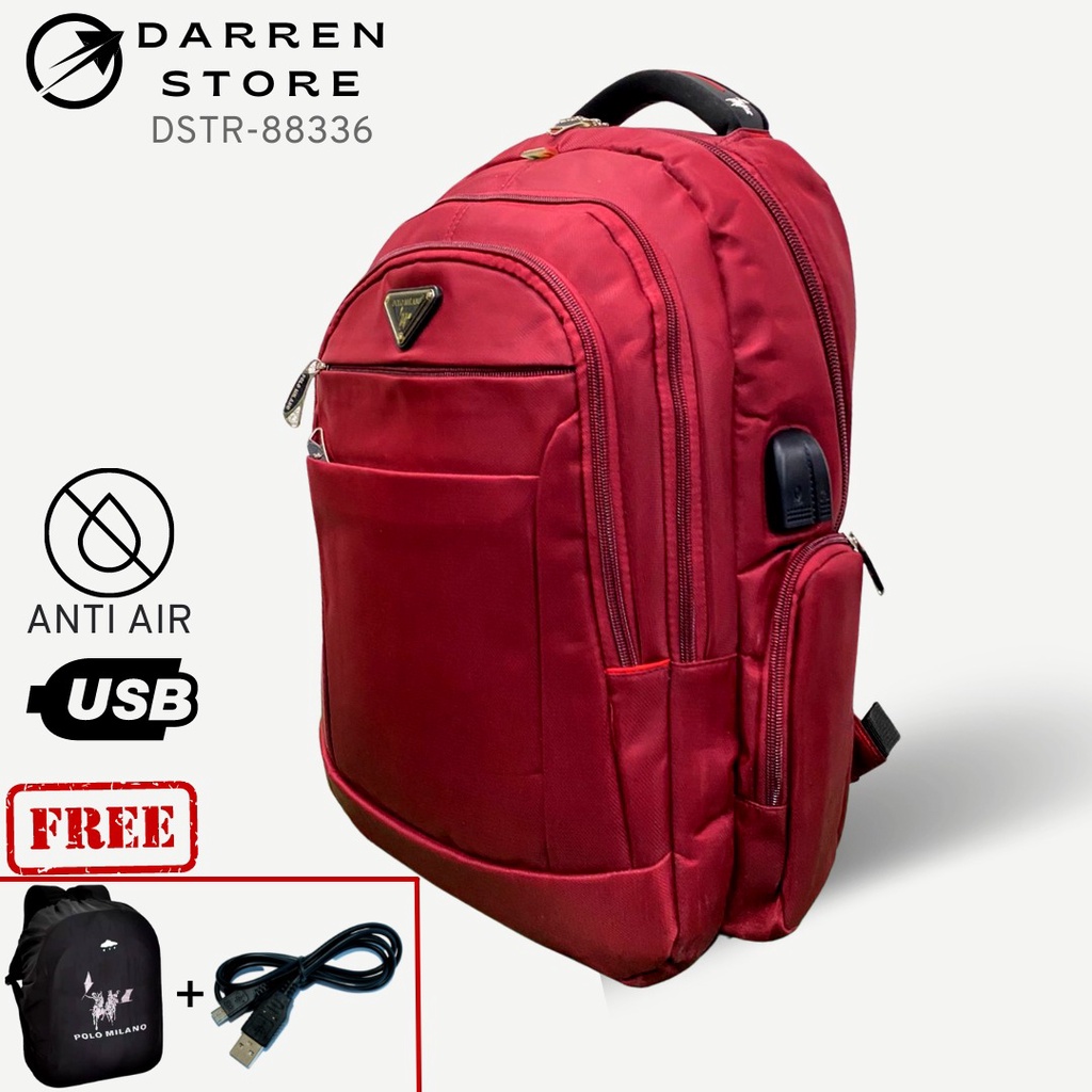 HOT PROMO TAS RANSEL SEKOLAH / KULIAH / KERJA POLO MILANO 88336 TAS TERBARU USB ANTI AIR