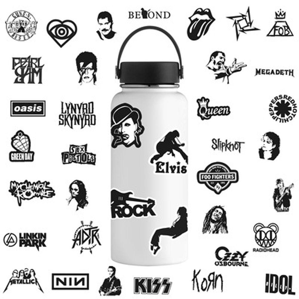 [Elegan] Band Rock Stiker Anak Laki-Laki Hitam Dan Putih DIY Dinding Decals Motor Trolley case Skateboard Alat Tulis Stiker